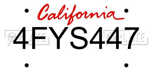 4FYS447 California License Plate
