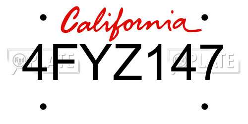 4FYZ147 California License Plate