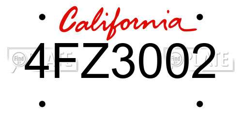 4FZ3002 California License Plate