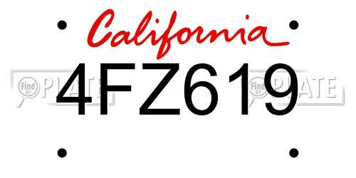 4FZ619 California License Plate