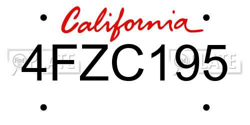 4FZC195 California License Plate