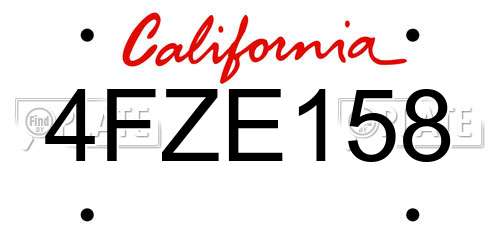 4FZE158 California License Plate