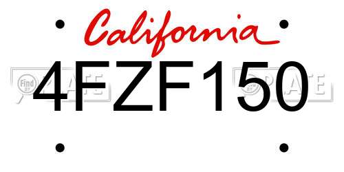 4FZF150 California License Plate
