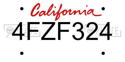 4FZF324 California License Plate