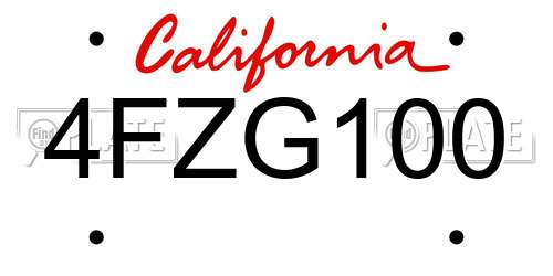 4FZG100 California License Plate