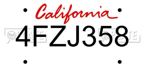 4FZJ358 California License Plate