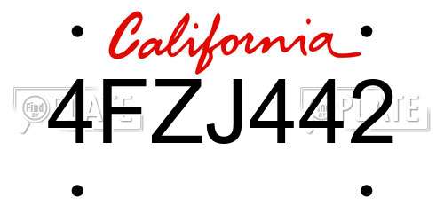 4FZJ442 California License Plate