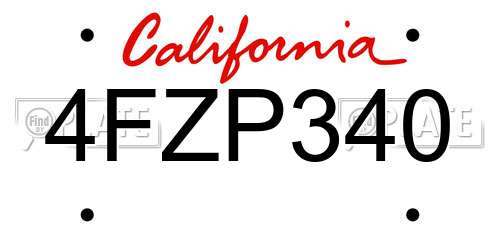 4FZP340 California License Plate