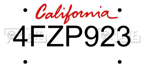 4FZP923 California License Plate