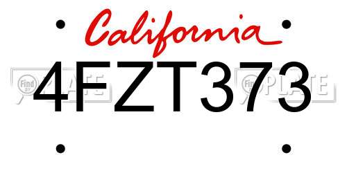 4FZT373 California License Plate