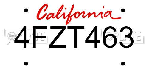 4FZT463 California License Plate