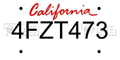 4FZT473 California License Plate