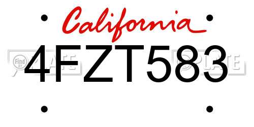 4FZT583 California License Plate