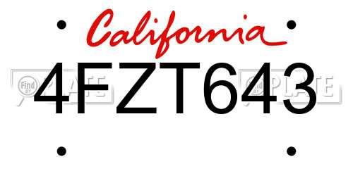 4FZT643 California License Plate