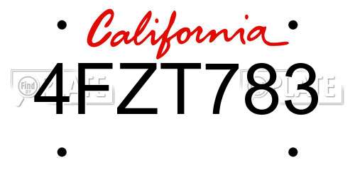 4FZT783 California License Plate