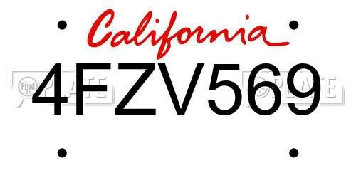 4FZV569 California License Plate