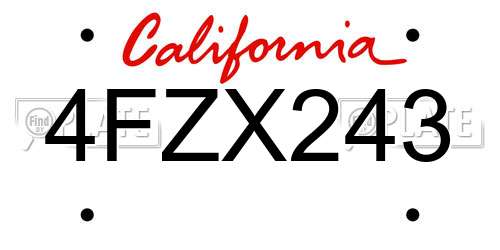 4FZX243 California License Plate