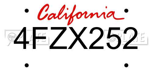 4FZX252 California License Plate