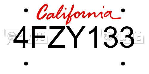 4FZY133 California License Plate
