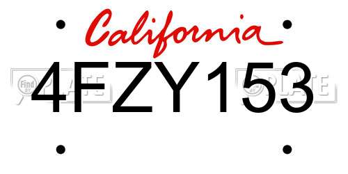 4FZY153 California License Plate