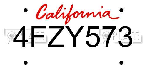 4FZY573 California License Plate