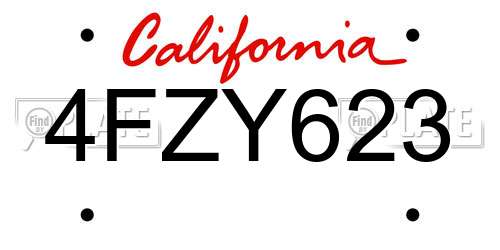 4FZY623 California License Plate