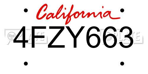 4FZY663 California License Plate