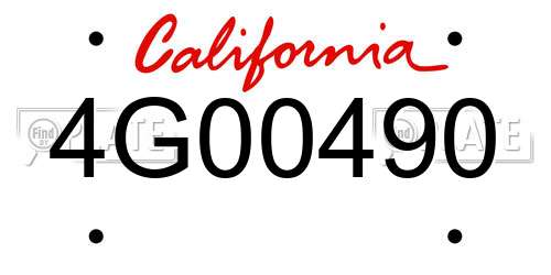 4G00490 California License Plate