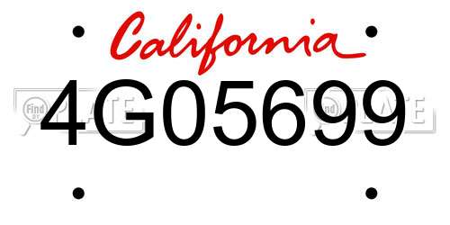 4G05699 California License Plate