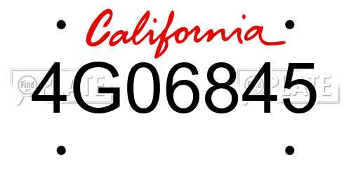 4G06845 California License Plate