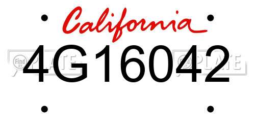 4G16042 California License Plate