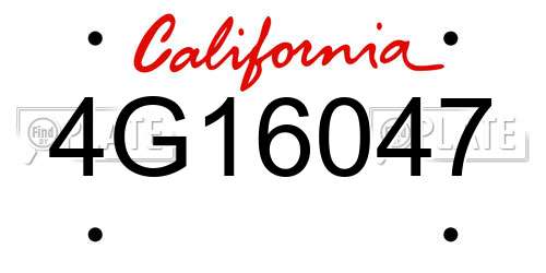4G16047 California License Plate