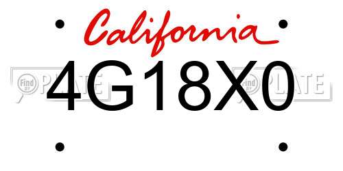 4G18X0 California License Plate