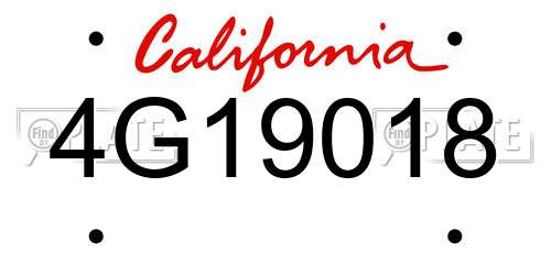 4G19018 California License Plate