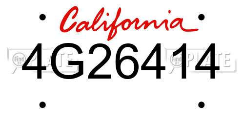 4G26414 California License Plate