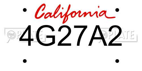 4G27A2 California License Plate