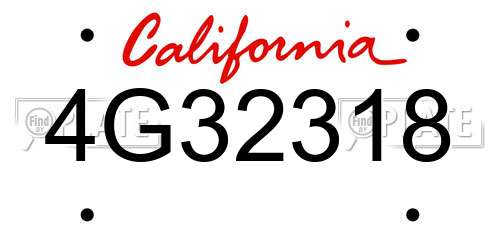 4G32318 California License Plate