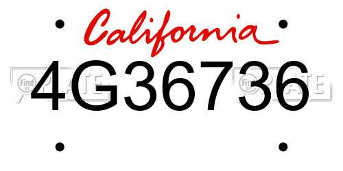 4G36736 California License Plate