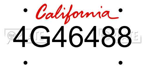 4G46488 California License Plate