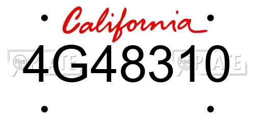 4G48310 California License Plate