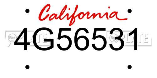 4G56531 California License Plate