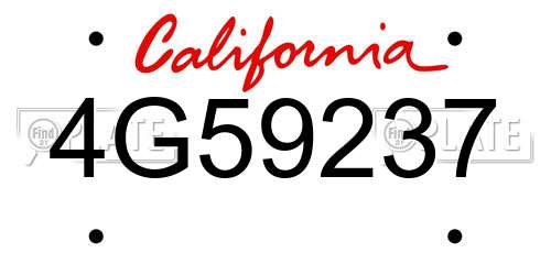 4G59237 California License Plate