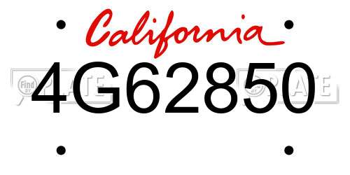 4G62850 California License Plate