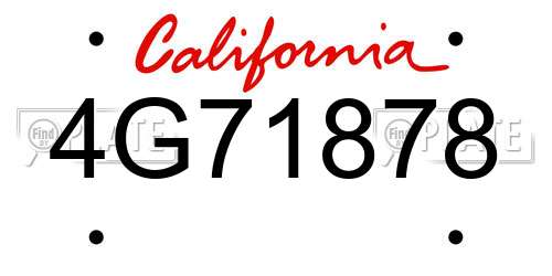 4G71878 California License Plate