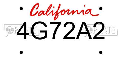 4G72A2 California License Plate