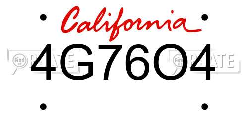 4G76O4 California License Plate