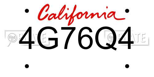 4G76Q4 California License Plate