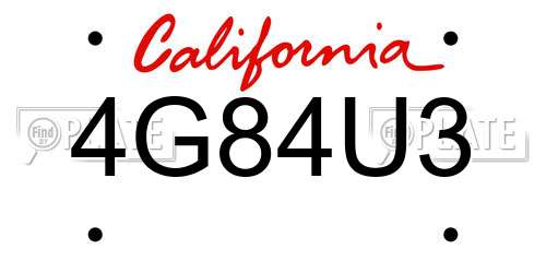4G84U3 California License Plate