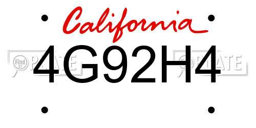 4G92H4 California License Plate