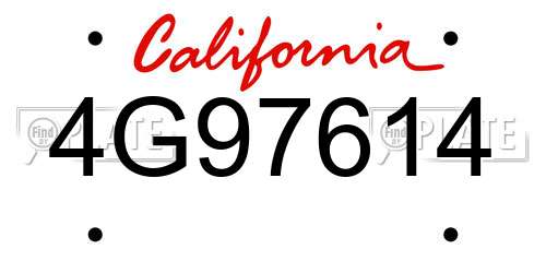 4G97614 California License Plate